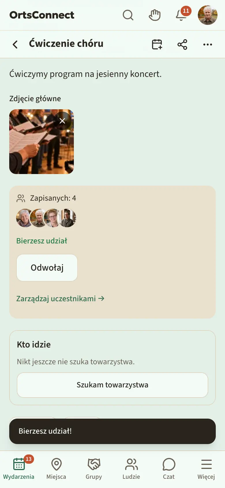 otwarte okno „Zapisy” z liczbą miejsc, zaznaczonymi polami „Lista oczekujących, gdy brak miejsc”, „Bilety z kodem QR” i polami okresu zapisów